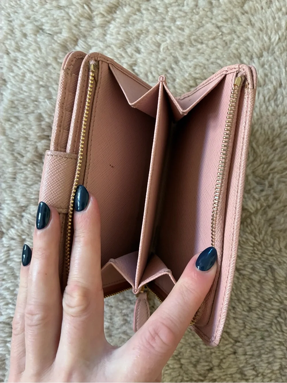 Prada pink saffiano leather wallet